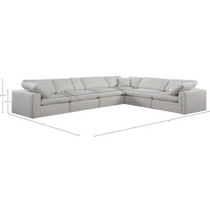Comfy Cream Linen Textured Fabric Modular Sectional