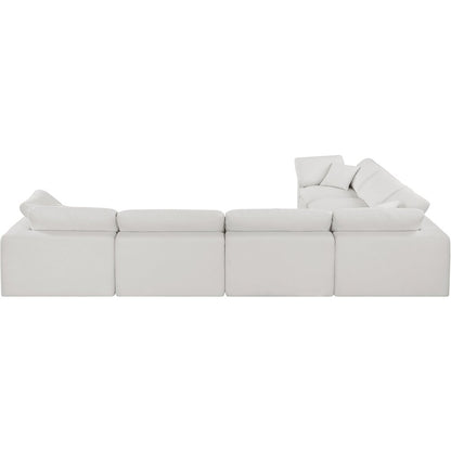 Comfy Cream Linen Textured Fabric Modular Sectional