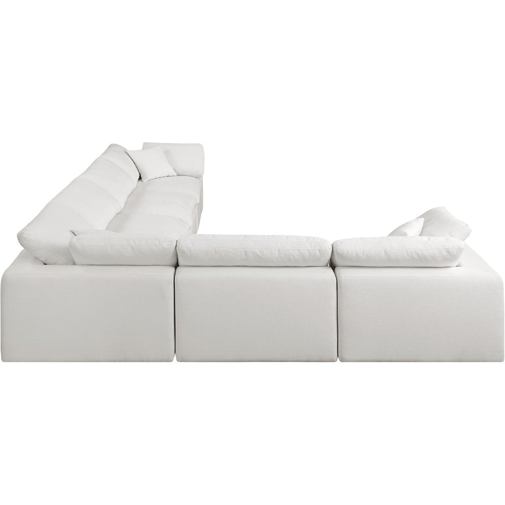 Comfy Cream Linen Textured Fabric Modular Sectional