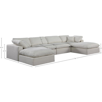 Comfy Cream Linen Textured Fabric Modular Sectional