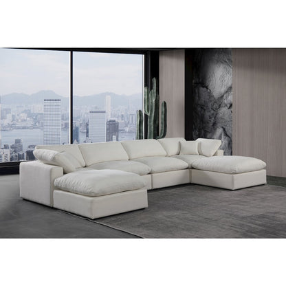 Comfy Cream Linen Textured Fabric Modular Sectional