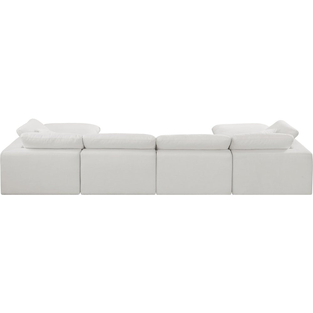 Comfy Cream Linen Textured Fabric Modular Sectional