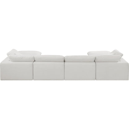 Comfy Cream Linen Textured Fabric Modular Sectional