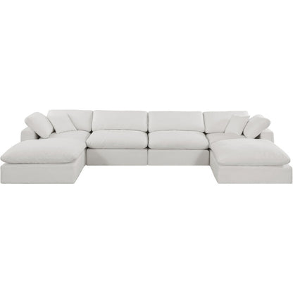 Comfy Cream Linen Textured Fabric Modular Sectional