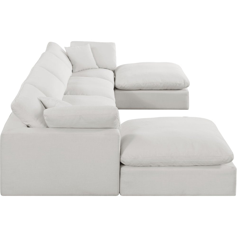 Comfy Cream Linen Textured Fabric Modular Sectional