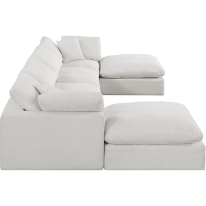 Comfy Cream Linen Textured Fabric Modular Sectional