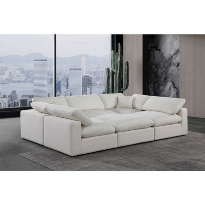 Comfy Cream Linen Textured Fabric Modular Sectional