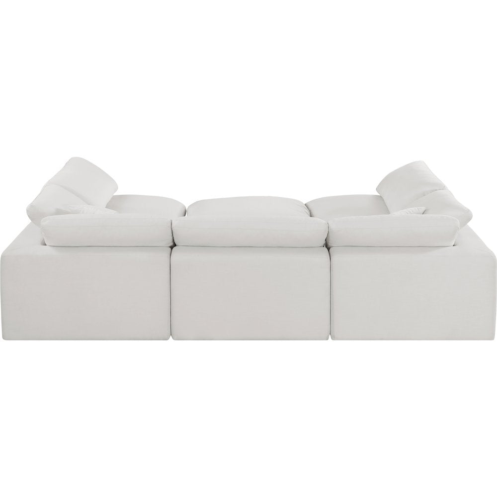 Comfy Cream Linen Textured Fabric Modular Sectional