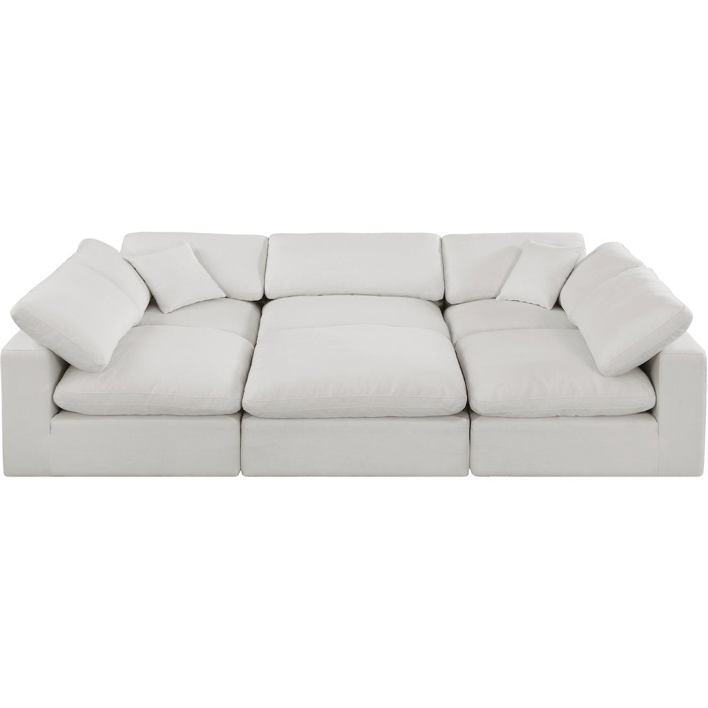 Comfy Cream Linen Textured Fabric Modular Sectional