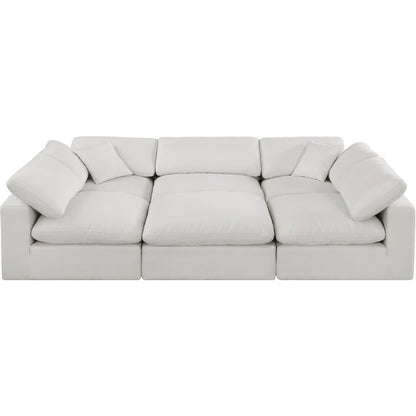 Comfy Cream Linen Textured Fabric Modular Sectional