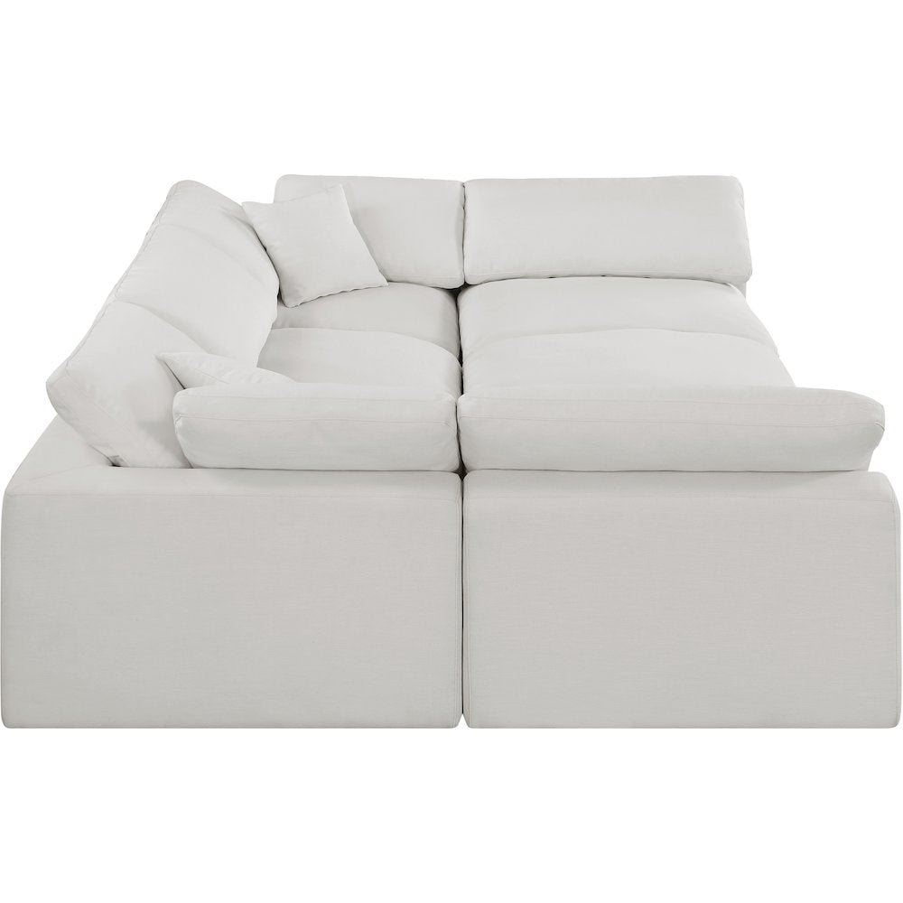 Comfy Cream Linen Textured Fabric Modular Sectional