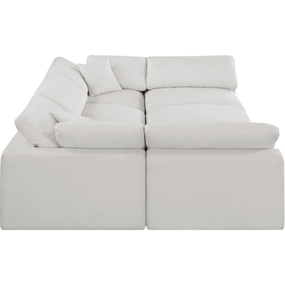 Comfy Cream Linen Textured Fabric Modular Sectional