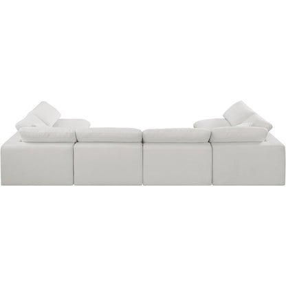 Comfy Cream Linen Textured Fabric Modular Sectional