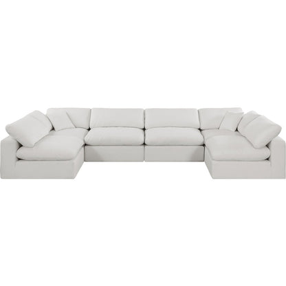 Comfy Cream Linen Textured Fabric Modular Sectional