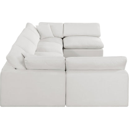 Comfy Cream Linen Textured Fabric Modular Sectional