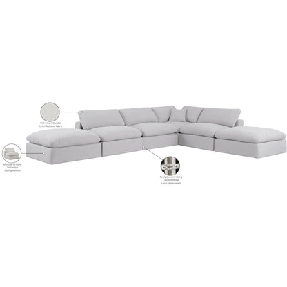 Comfy Cream Linen Textured Fabric Modular Sectional