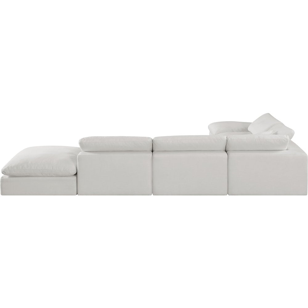 Comfy Cream Linen Textured Fabric Modular Sectional