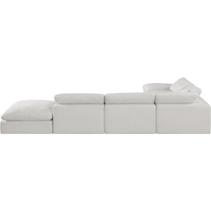 Comfy Cream Linen Textured Fabric Modular Sectional