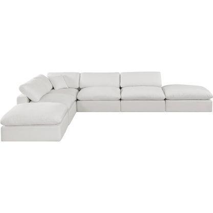 Comfy Cream Linen Textured Fabric Modular Sectional