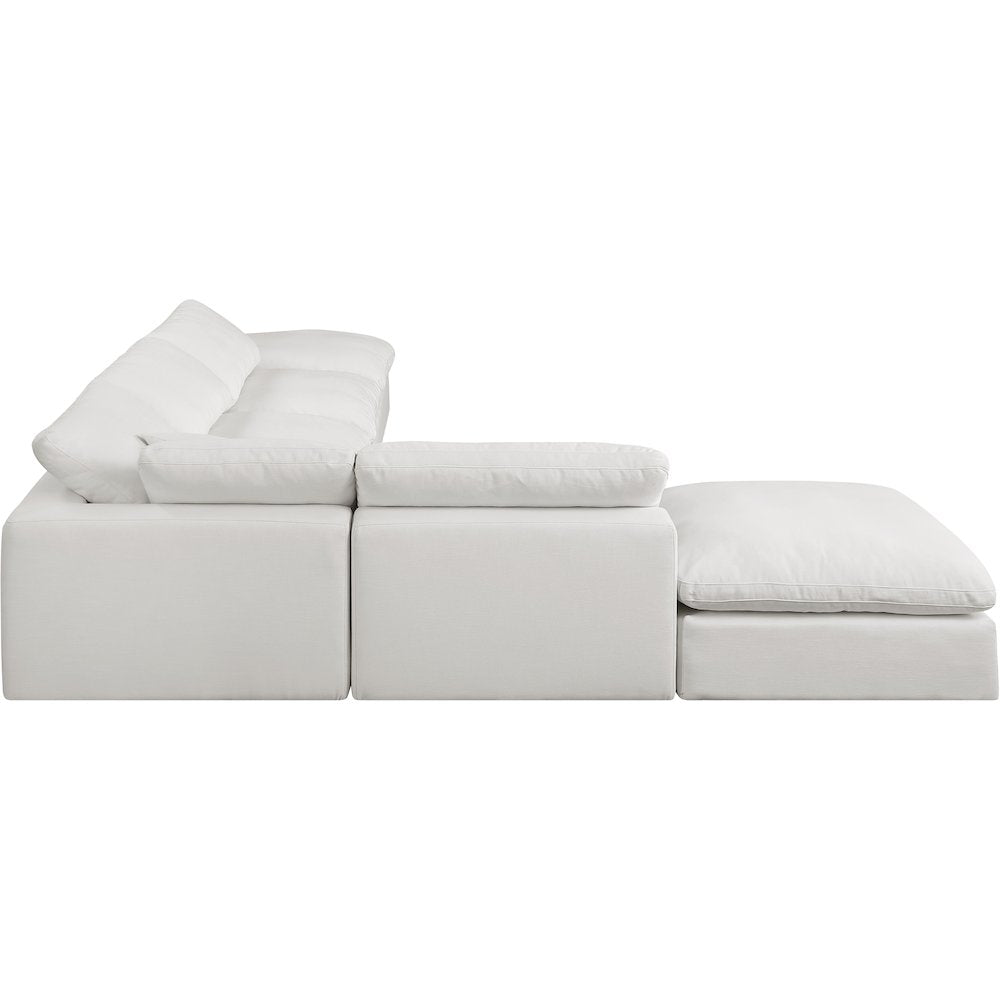 Comfy Cream Linen Textured Fabric Modular Sectional