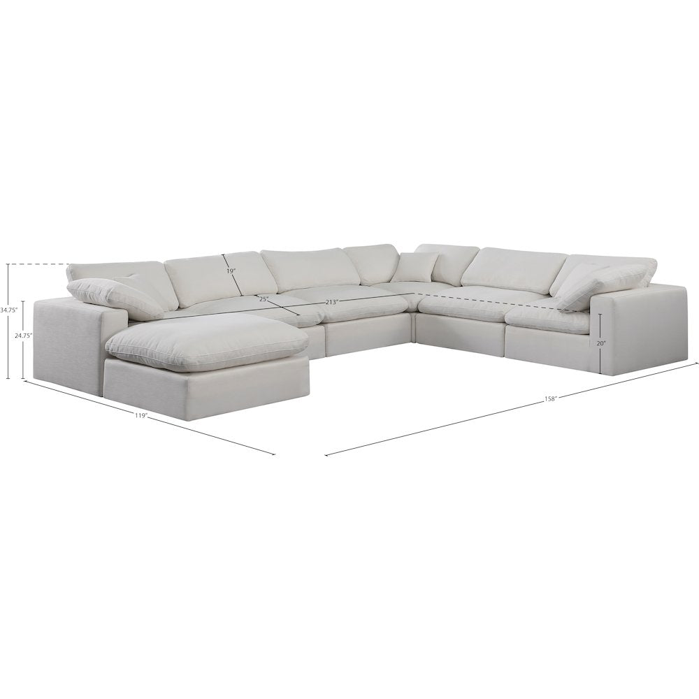Comfy Cream Linen Textured Fabric Modular Sectional