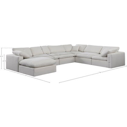 Comfy Cream Linen Textured Fabric Modular Sectional