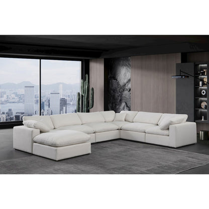 Comfy Cream Linen Textured Fabric Modular Sectional