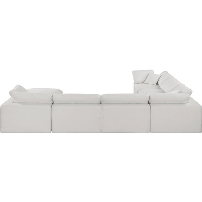 Comfy Cream Linen Textured Fabric Modular Sectional