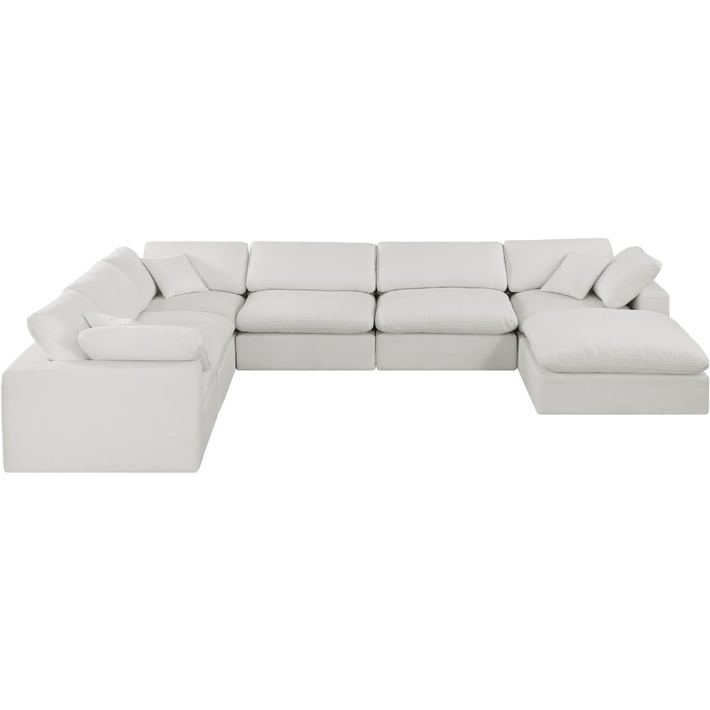 Comfy Cream Linen Textured Fabric Modular Sectional