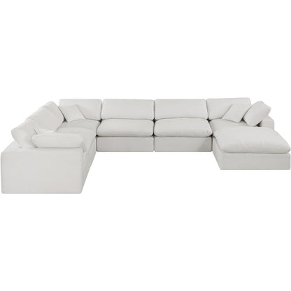 Comfy Cream Linen Textured Fabric Modular Sectional