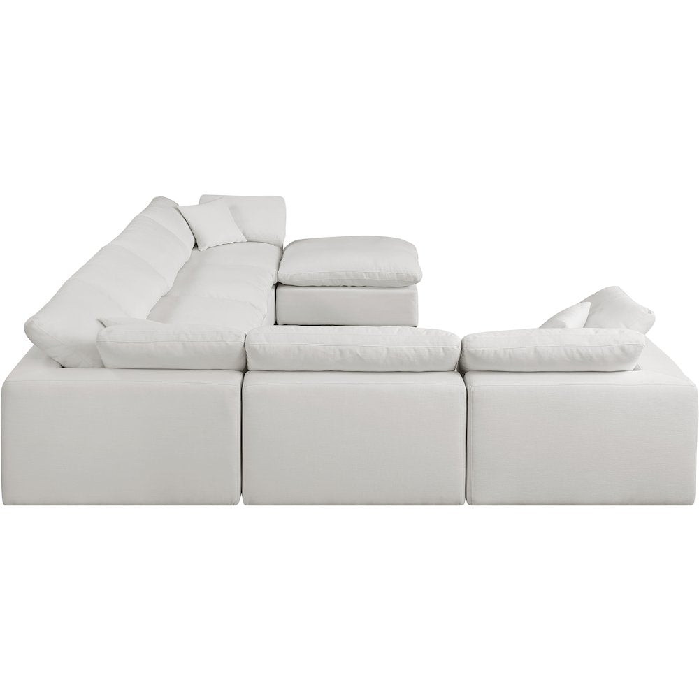 Comfy Cream Linen Textured Fabric Modular Sectional