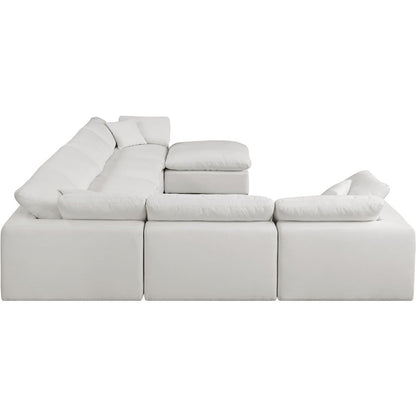 Comfy Cream Linen Textured Fabric Modular Sectional