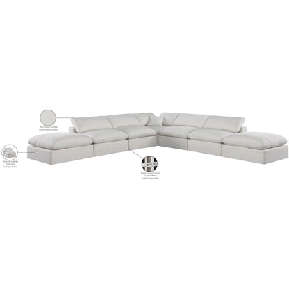 Comfy Cream Linen Textured Fabric Modular Sectional