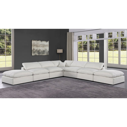 Comfy Cream Linen Textured Fabric Modular Sectional