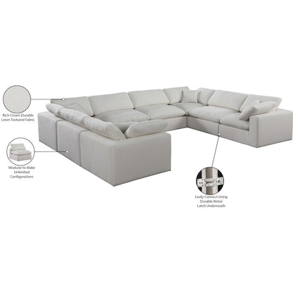 Comfy Cream Linen Textured Fabric Modular Sectional