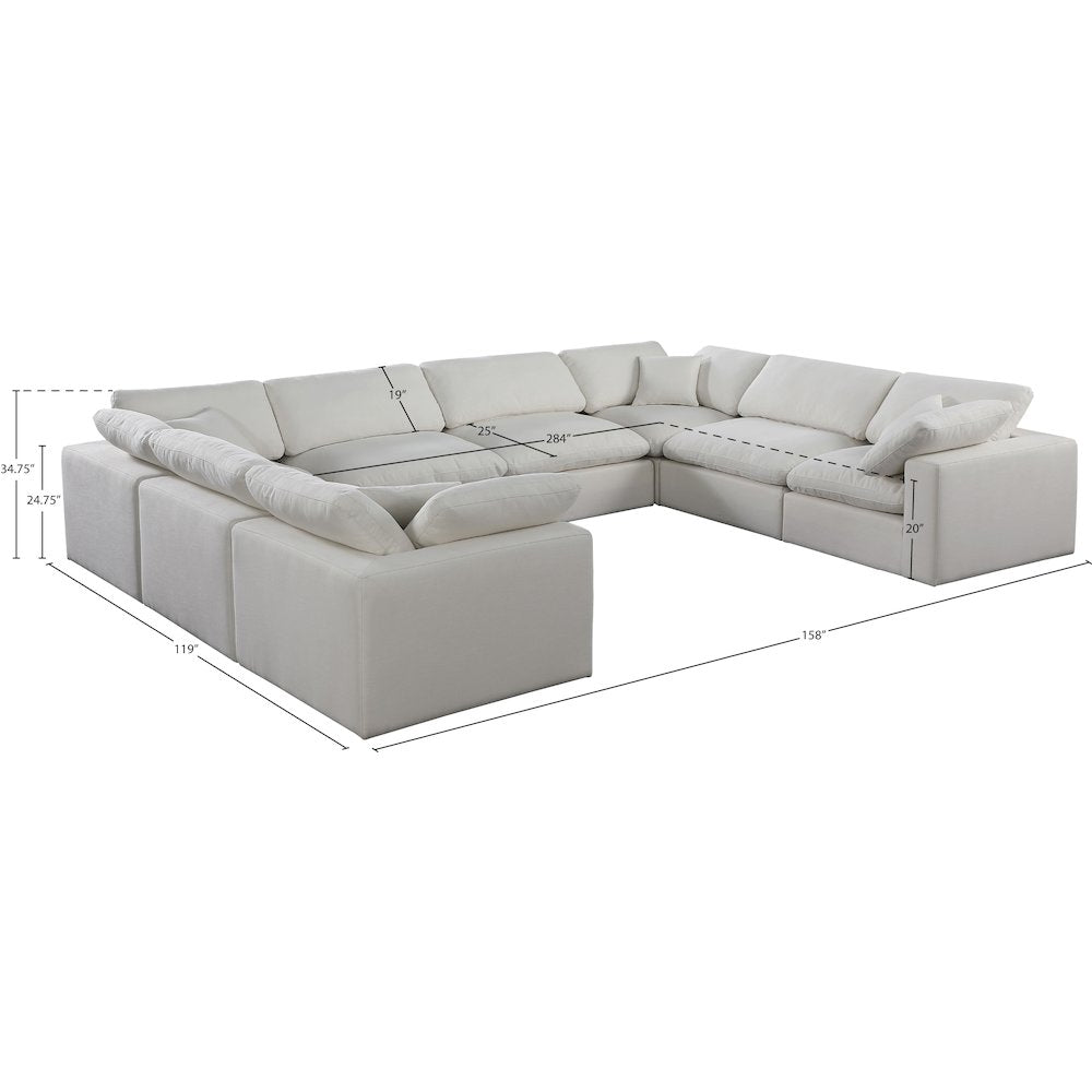Comfy Cream Linen Textured Fabric Modular Sectional