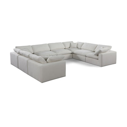 Comfy Cream Linen Textured Fabric Modular Sectional