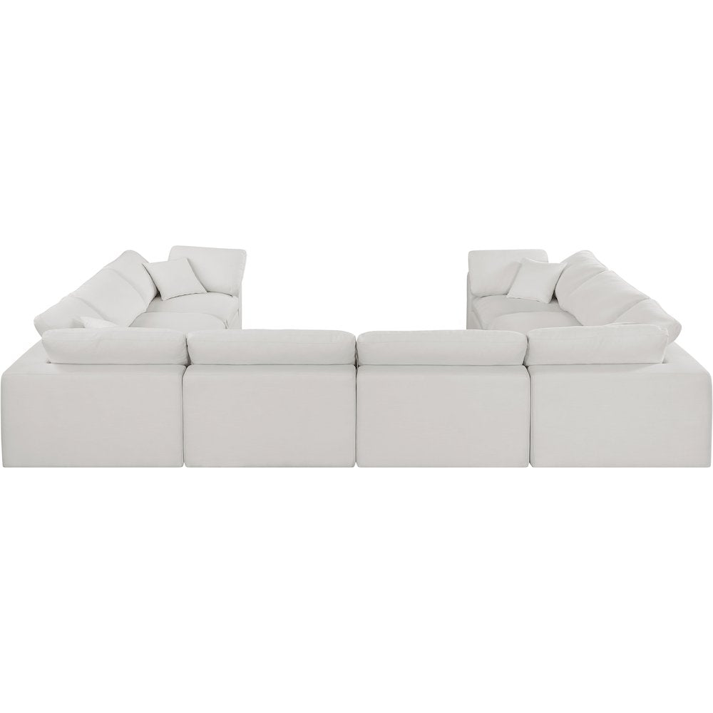 Comfy Cream Linen Textured Fabric Modular Sectional