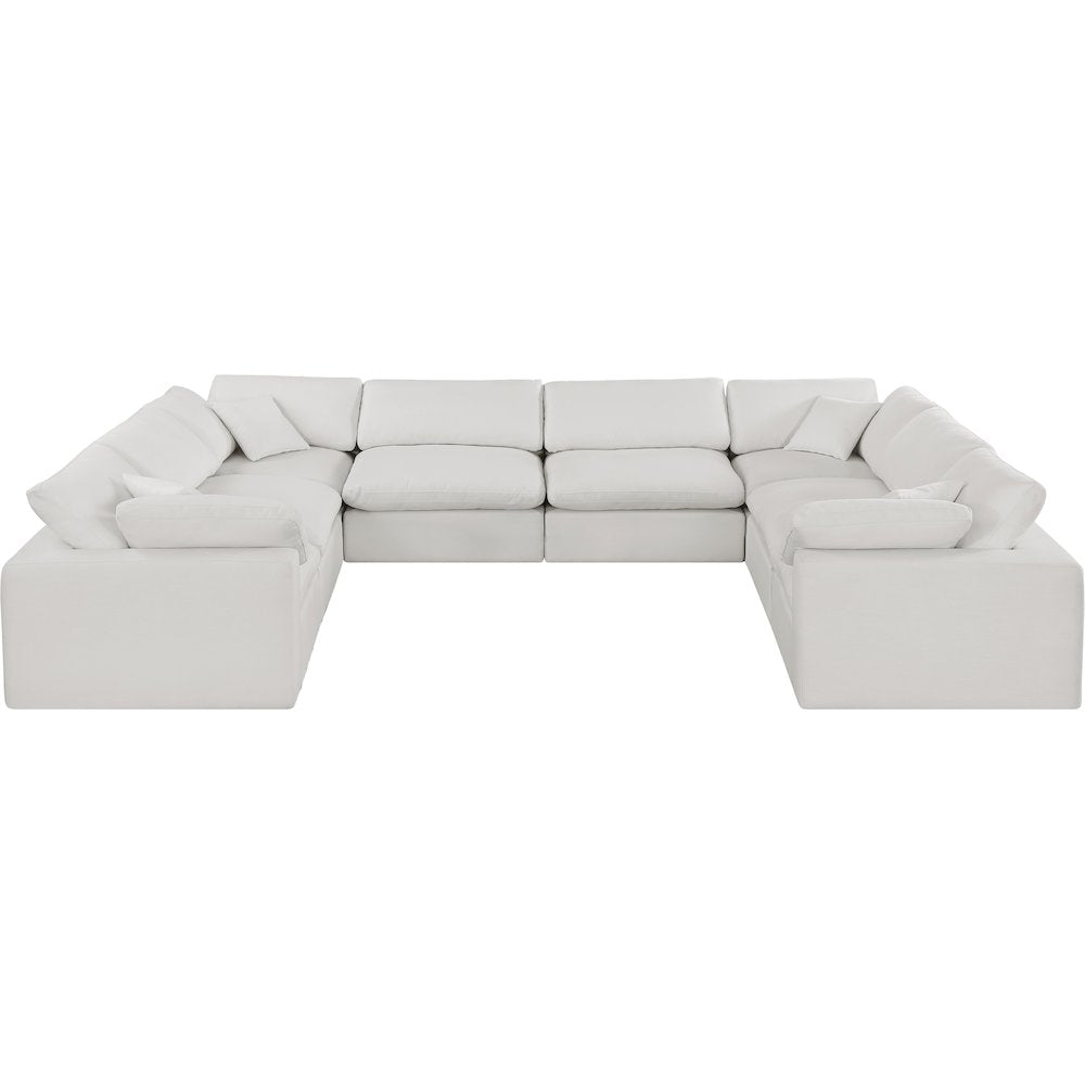 Comfy Cream Linen Textured Fabric Modular Sectional
