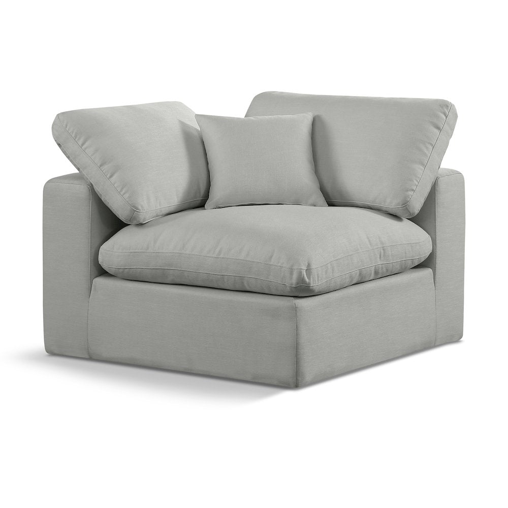 Comfy Grey Linen Textured Fabric Modular Corner Chair
