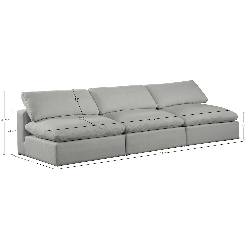 Comfy Grey Linen Textured Fabric Modular Sofa