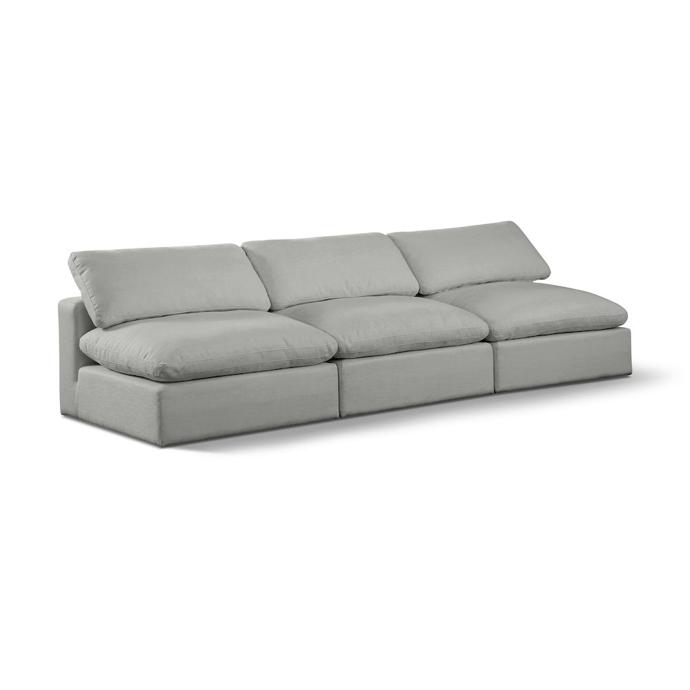 Comfy Grey Linen Textured Fabric Modular Sofa