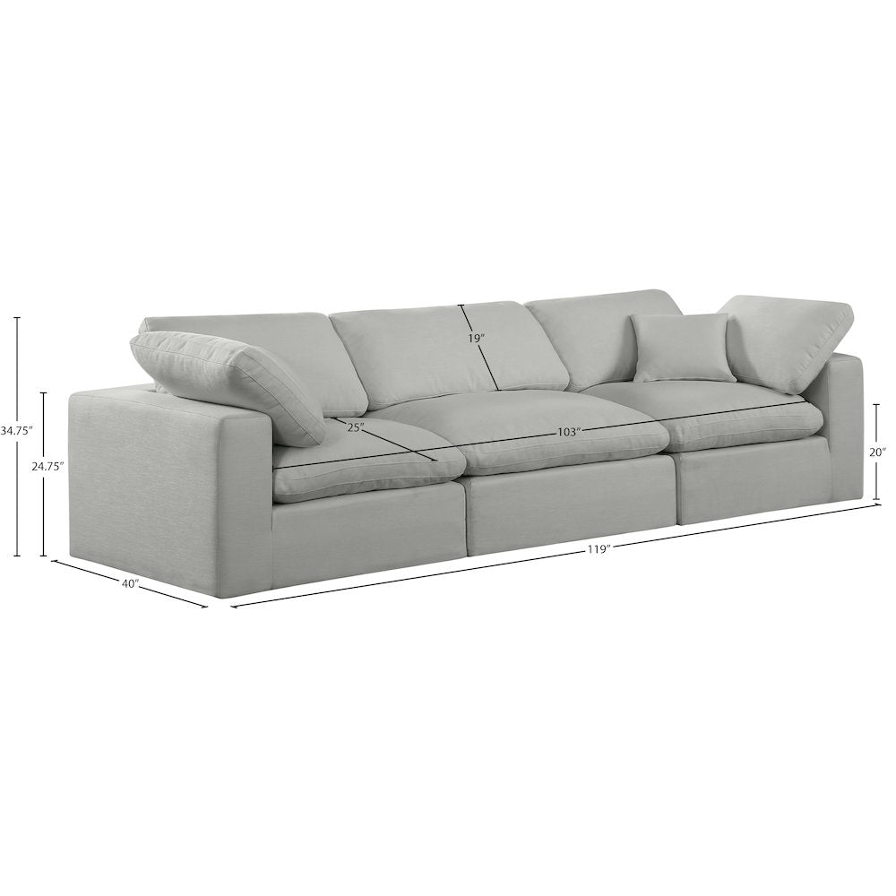 Comfy Grey Linen Textured Fabric Modular Sofa
