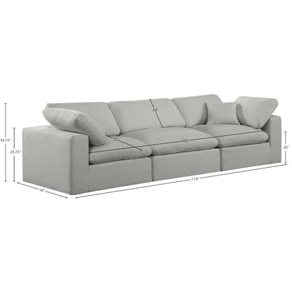 Comfy Grey Linen Textured Fabric Modular Sofa