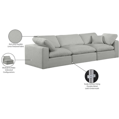Comfy Grey Linen Textured Fabric Modular Sofa