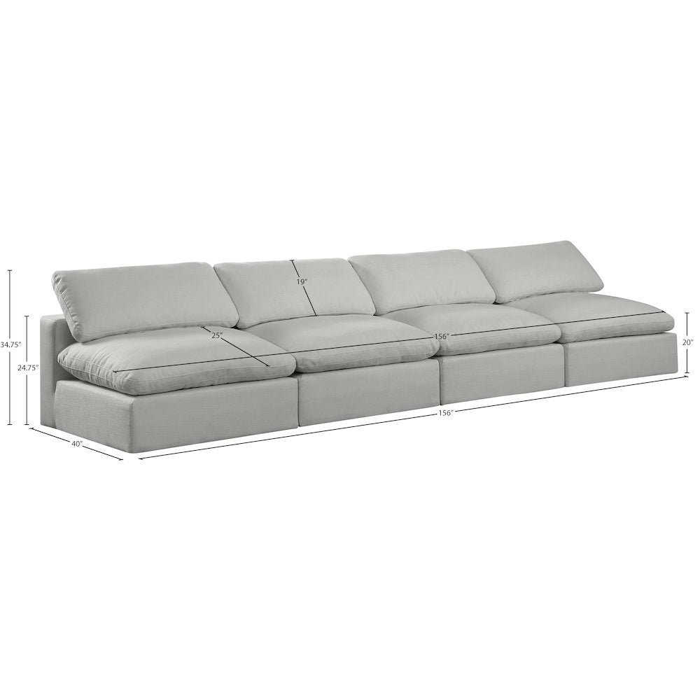Comfy Grey Linen Textured Fabric Modular Sofa
