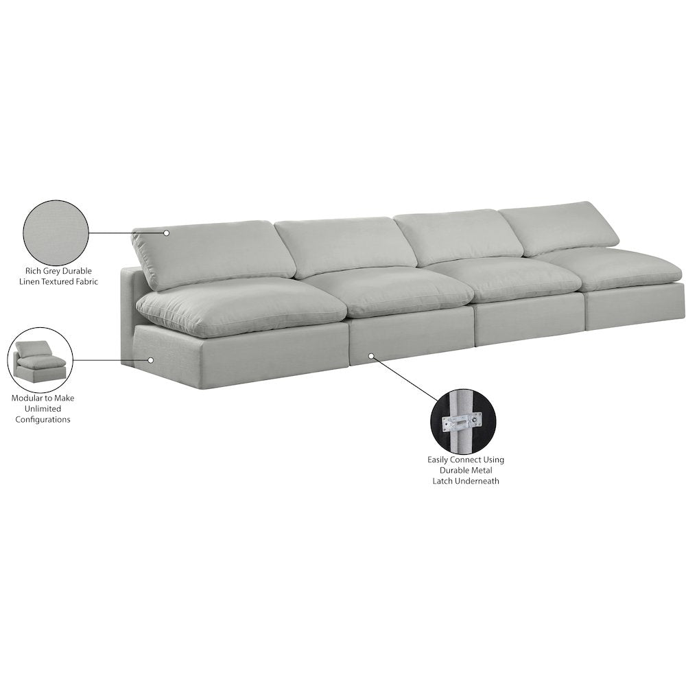 Comfy Grey Linen Textured Fabric Modular Sofa