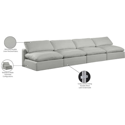 Comfy Grey Linen Textured Fabric Modular Sofa
