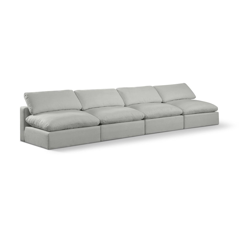 Comfy Grey Linen Textured Fabric Modular Sofa