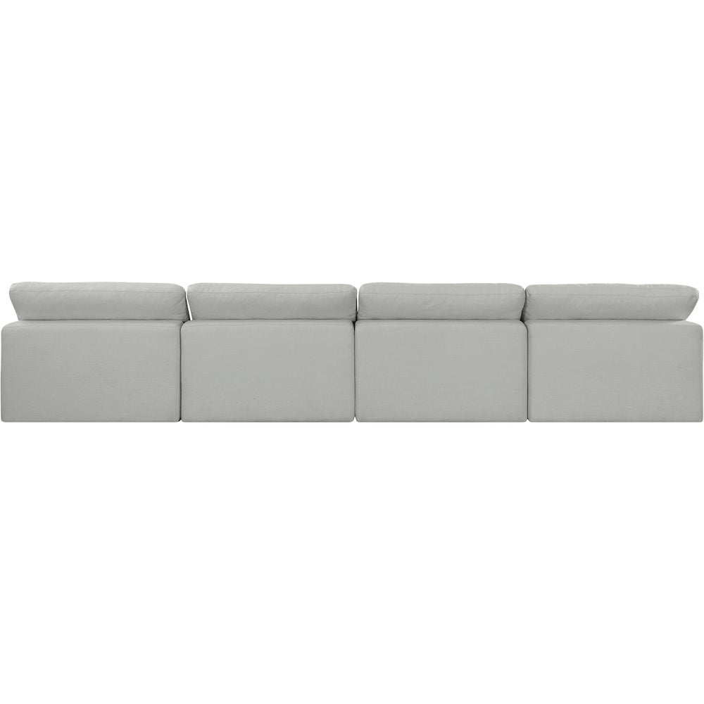 Comfy Grey Linen Textured Fabric Modular Sofa